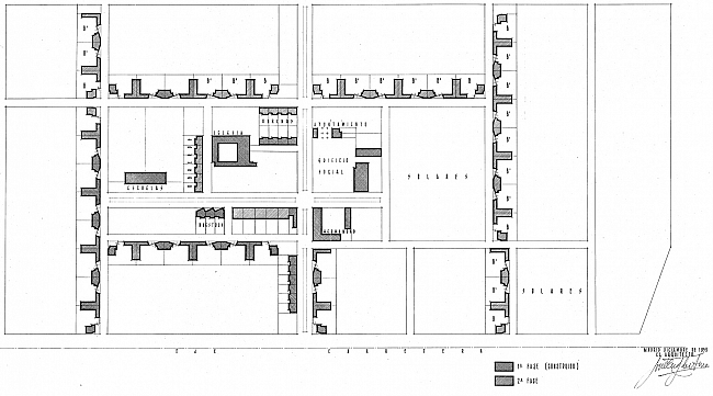 Plano de ordenación Urbana de El Realengo (Este arriba) firmado por Fernández del Amo en 1959