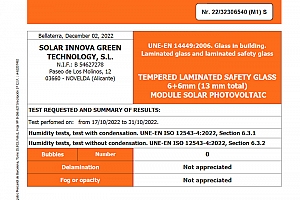 Solar Innova logra una nueva certificación de Conformidad con la Norma Europea EN 14449, relativa a vidrio para la edificación. Vidrio laminado y vidrio laminado de seguridad. Evaluación de la conformidad/Norma de producto