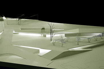 Dependencias municipales, plaza pública y estacionamientos en el Portal del Clot, Jávea . Jávea . Alacant . España