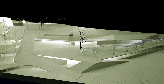 Dependencias municipales, plaza pública y estacionamientos en el Portal del Clot, Jávea . Jávea . Alacant . España