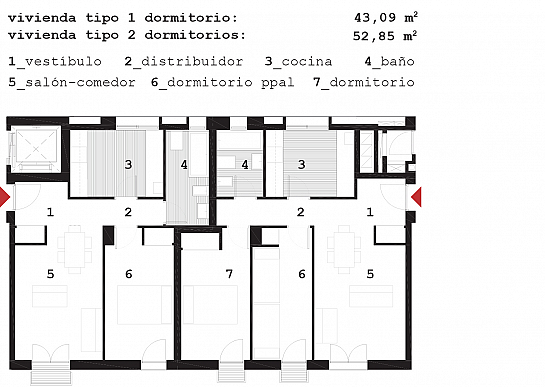 53 viviendas y 58 garajes Los Olivos fase I . Madrid . Madrid . España